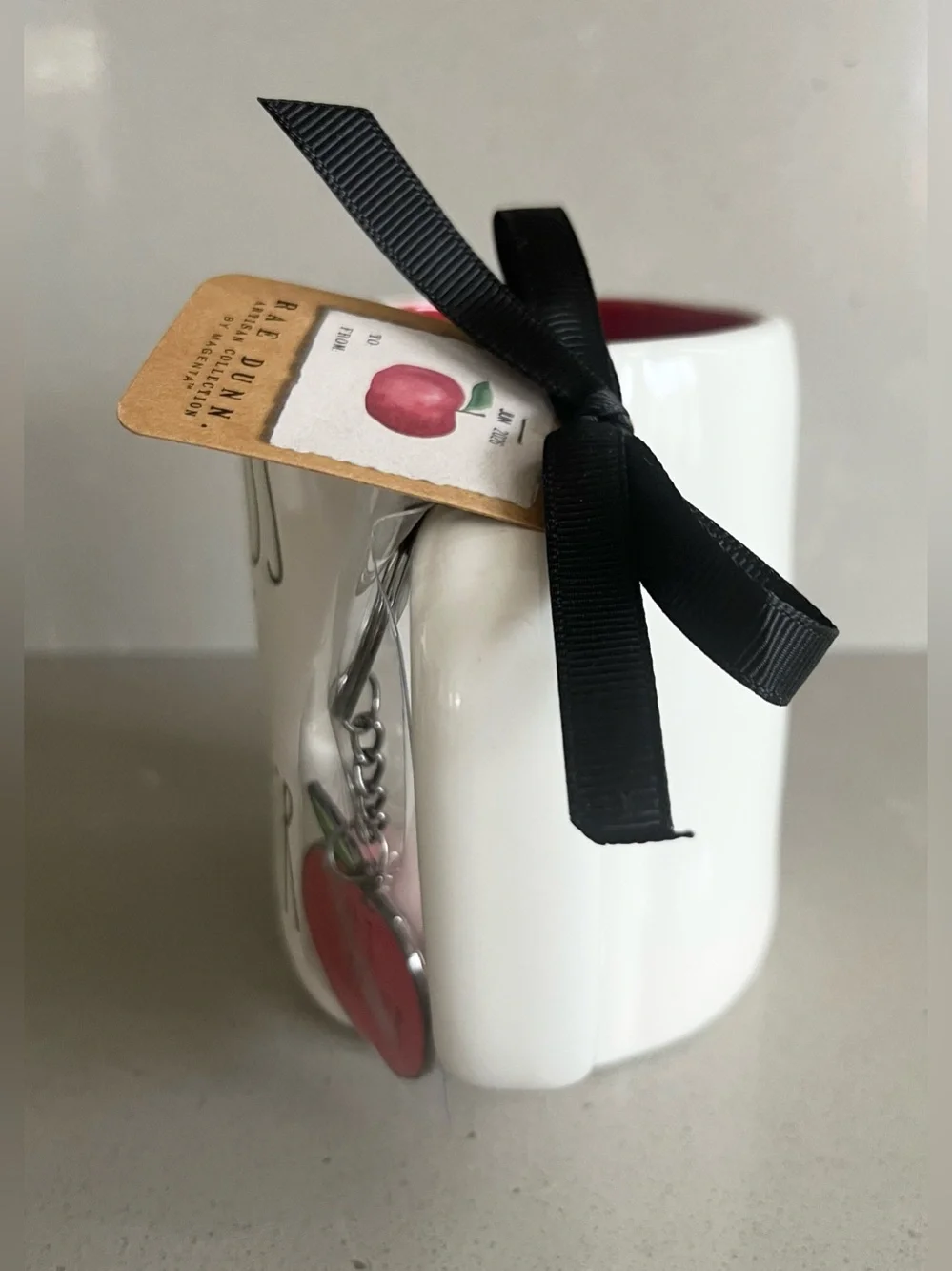 Rae Dunn World’s Best Teacher Apple Key Chain Coffee Mug NEW